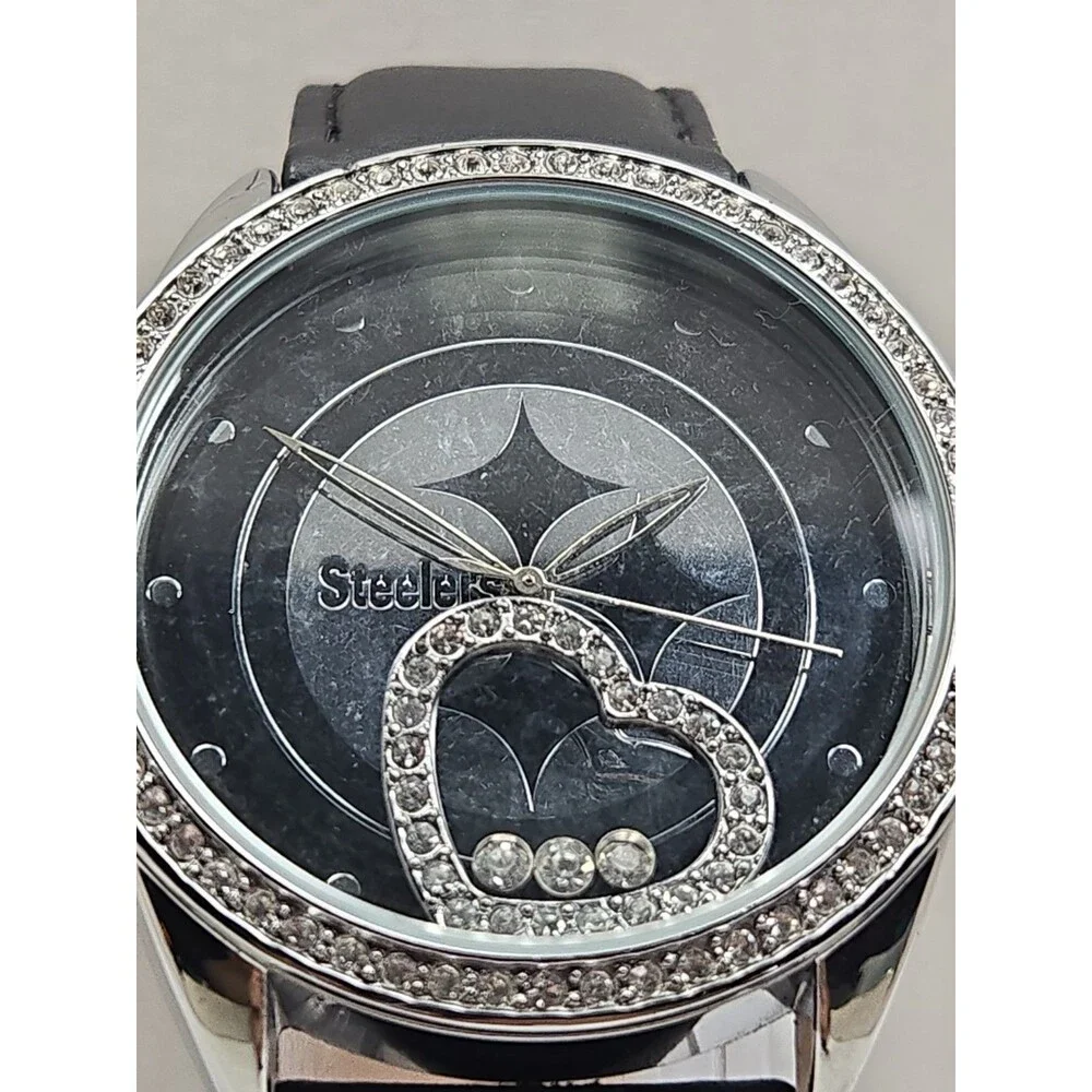 Pittsburgh Steelers Sparo NFL Womens Beat Watch Rhinestone Heart Fan New Battery